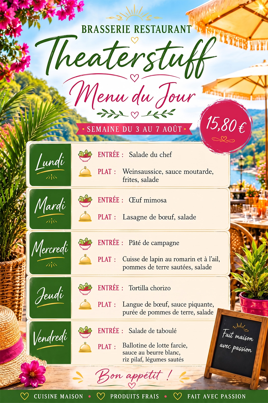 Menu du Jour - Brasserie Theaterstuff